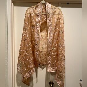 Dupatta stole in light peach color embroidered and sequin work